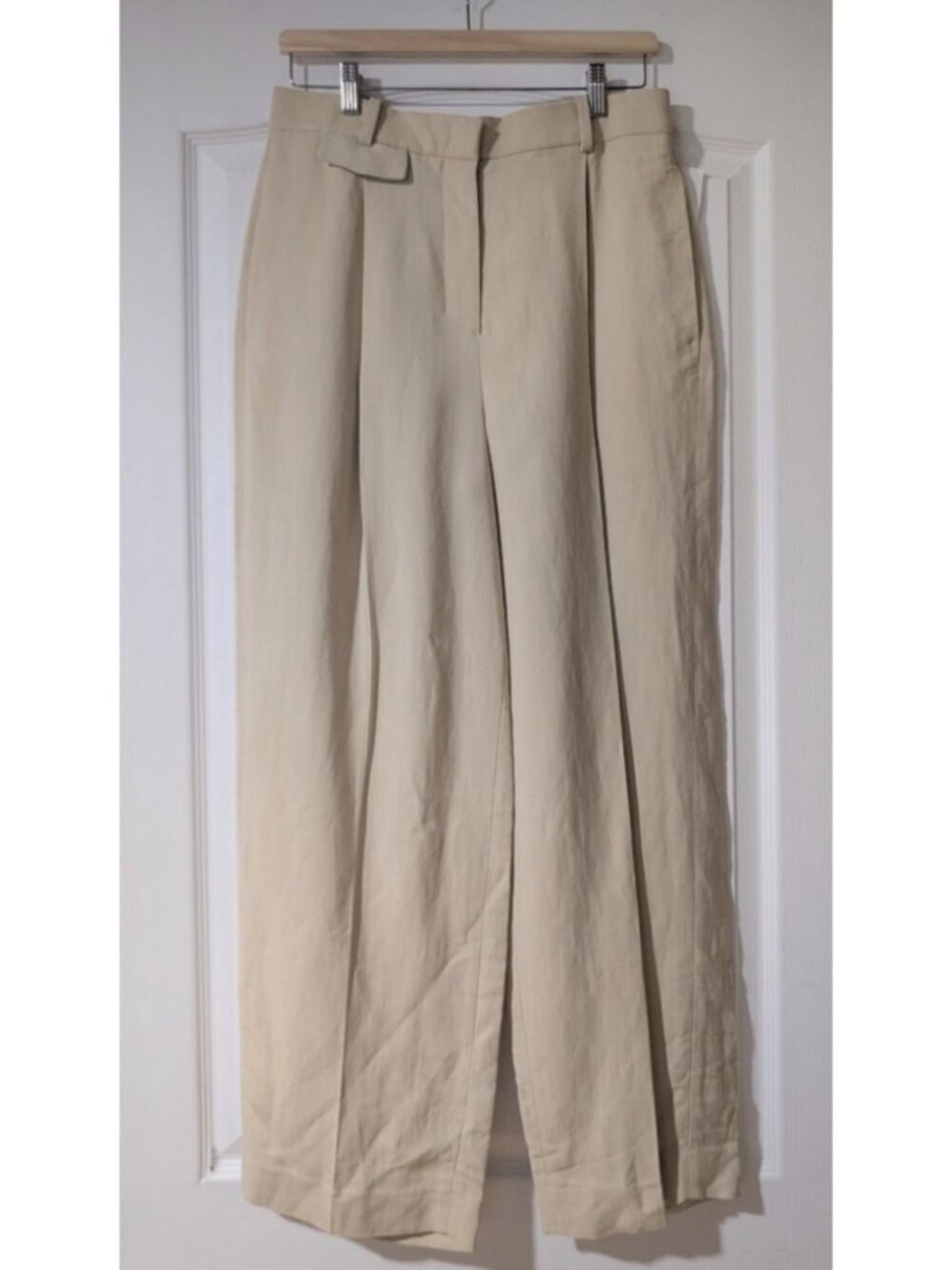 NEW COS | Relaxed Linen-Blend Wide-Leg Trousers in Beige (38, US 6)